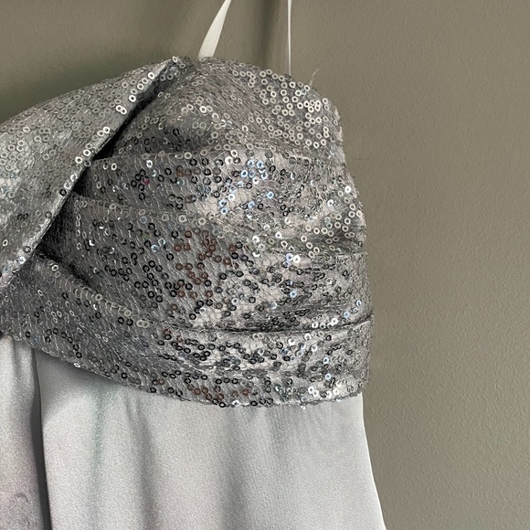 Silver Strapless Sequin Party Dress - Picture 5 of 10